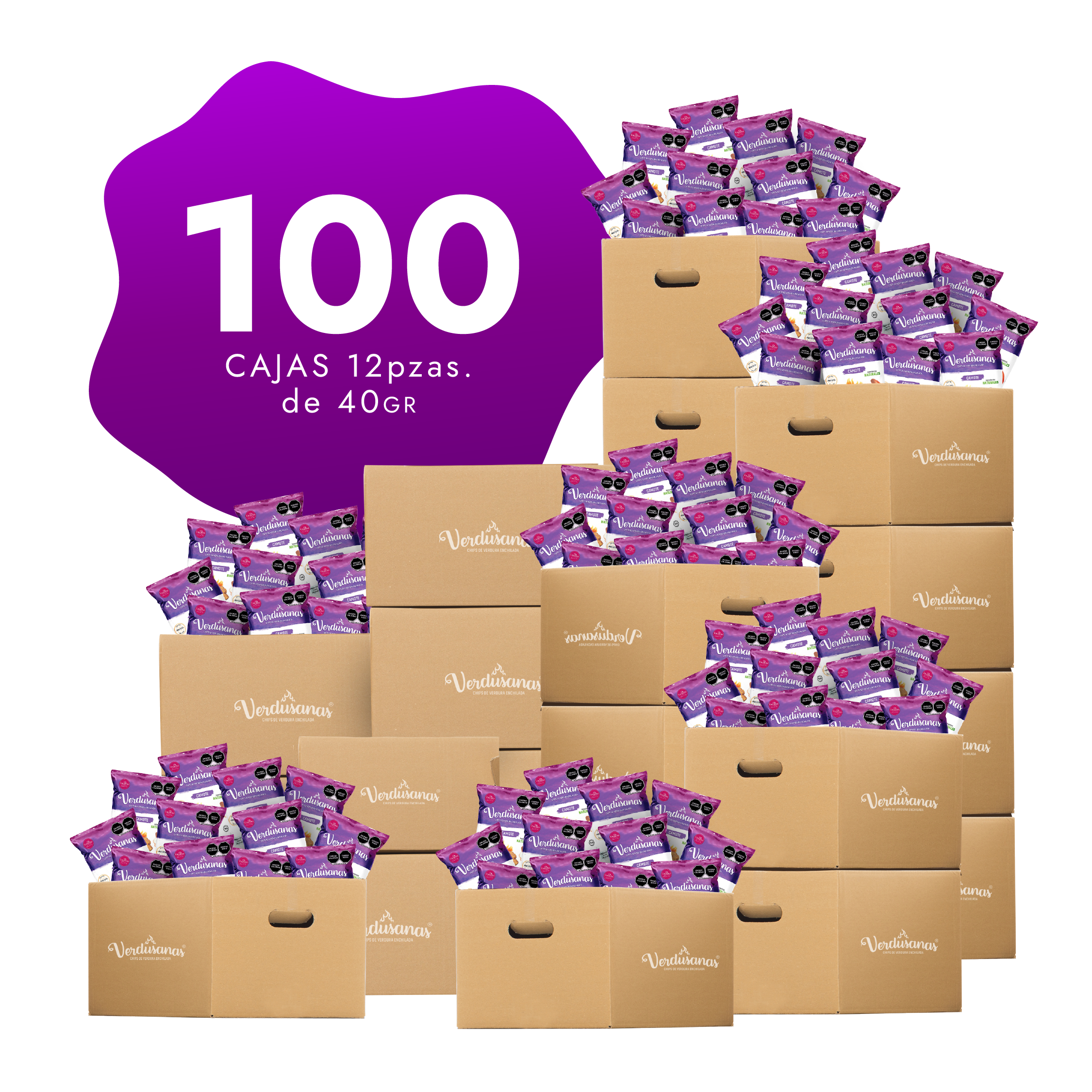 100 Cajas de Verdusanas de Camote 40gr