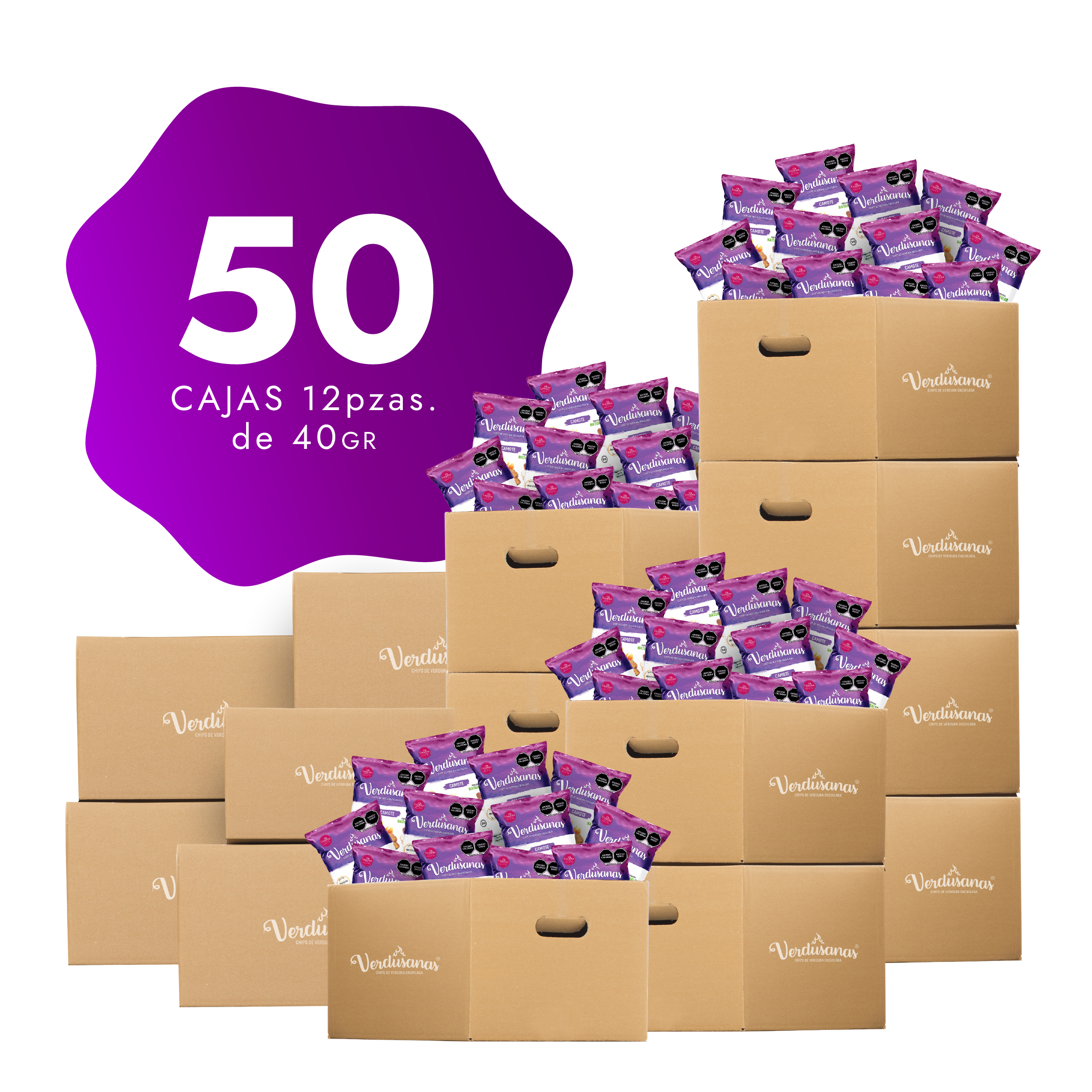 50 Cajas de Verdusanas de Camote 40gr