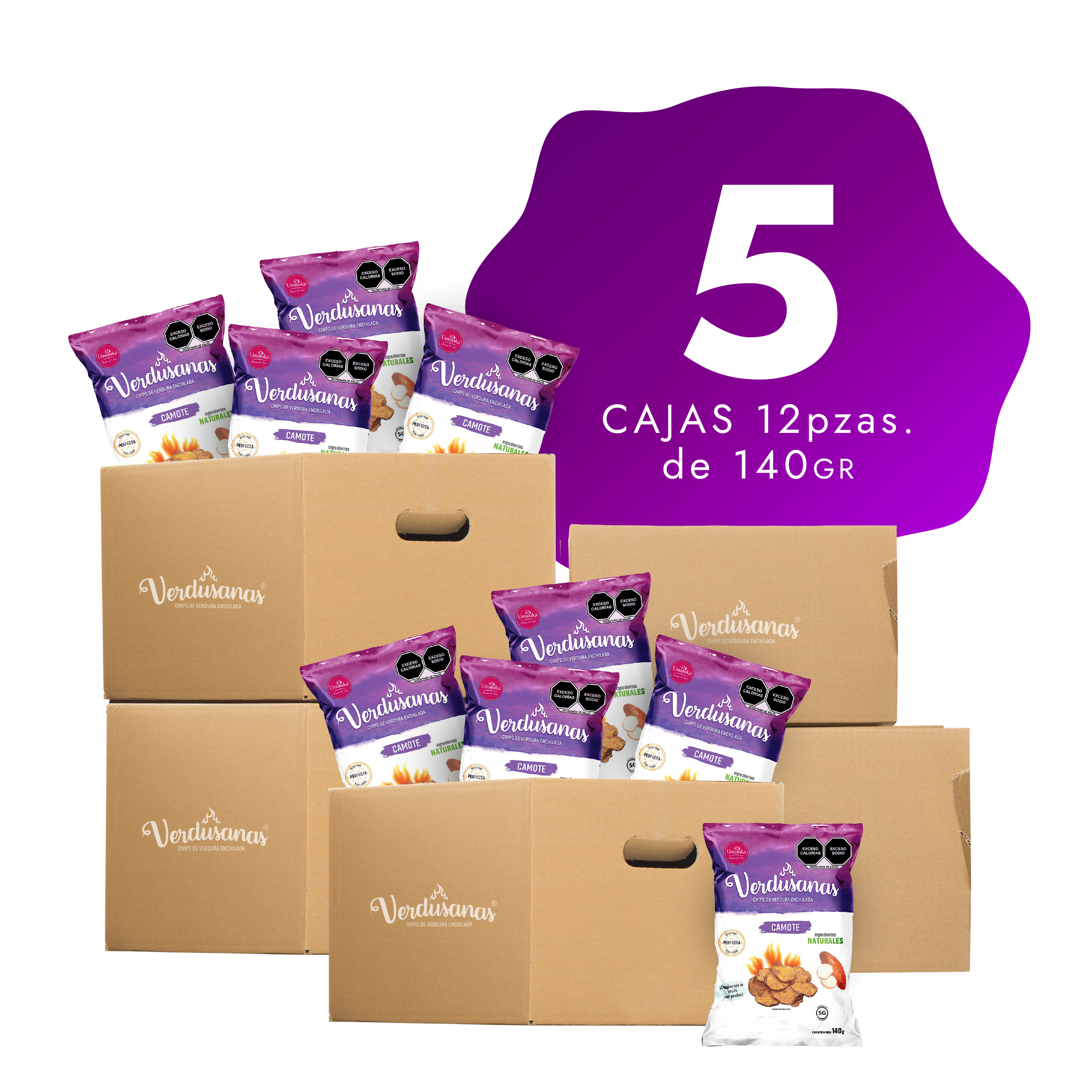 5 Cajas de Verdusanas de Camote 140gr