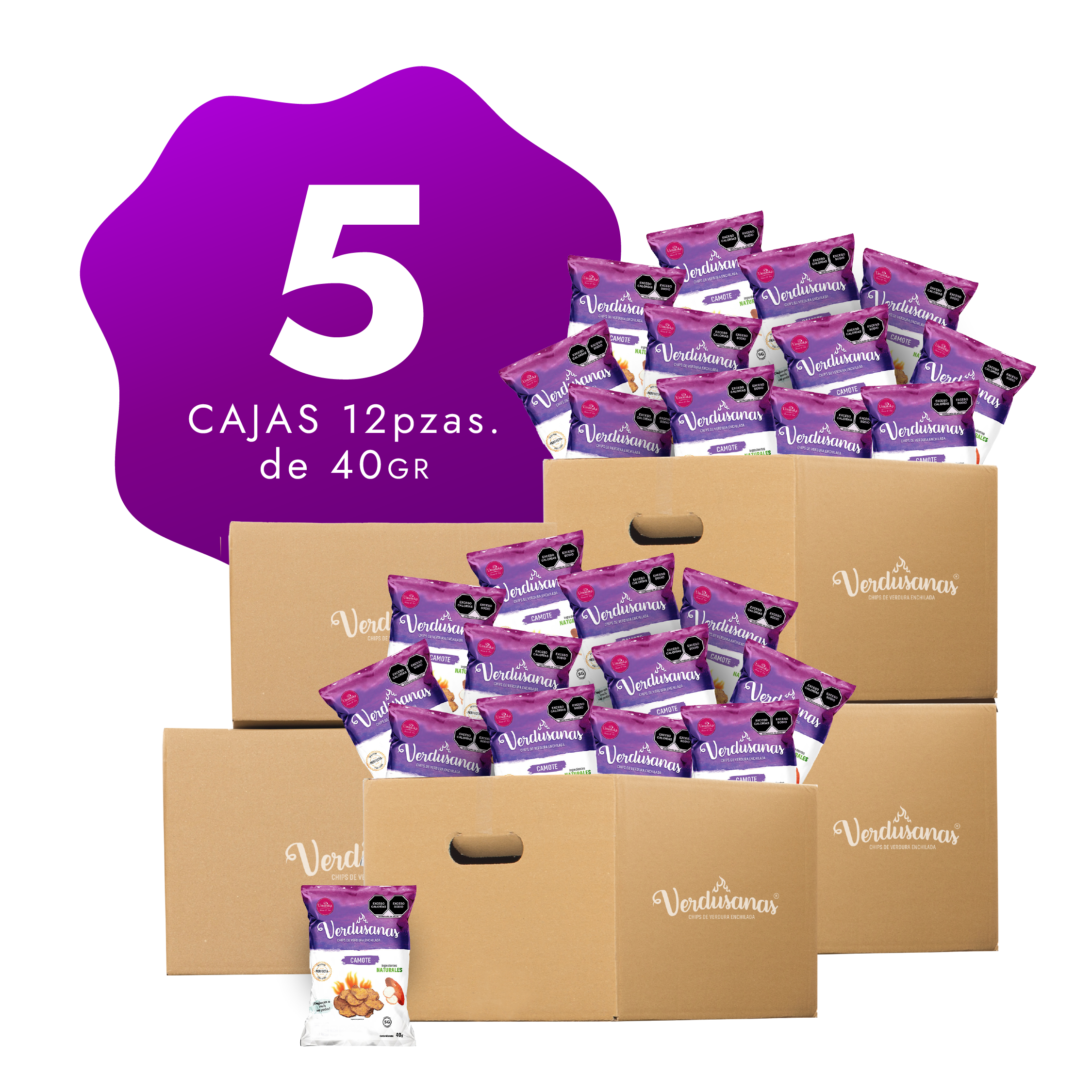 5 Cajas de Verdusanas de Camote 40gr