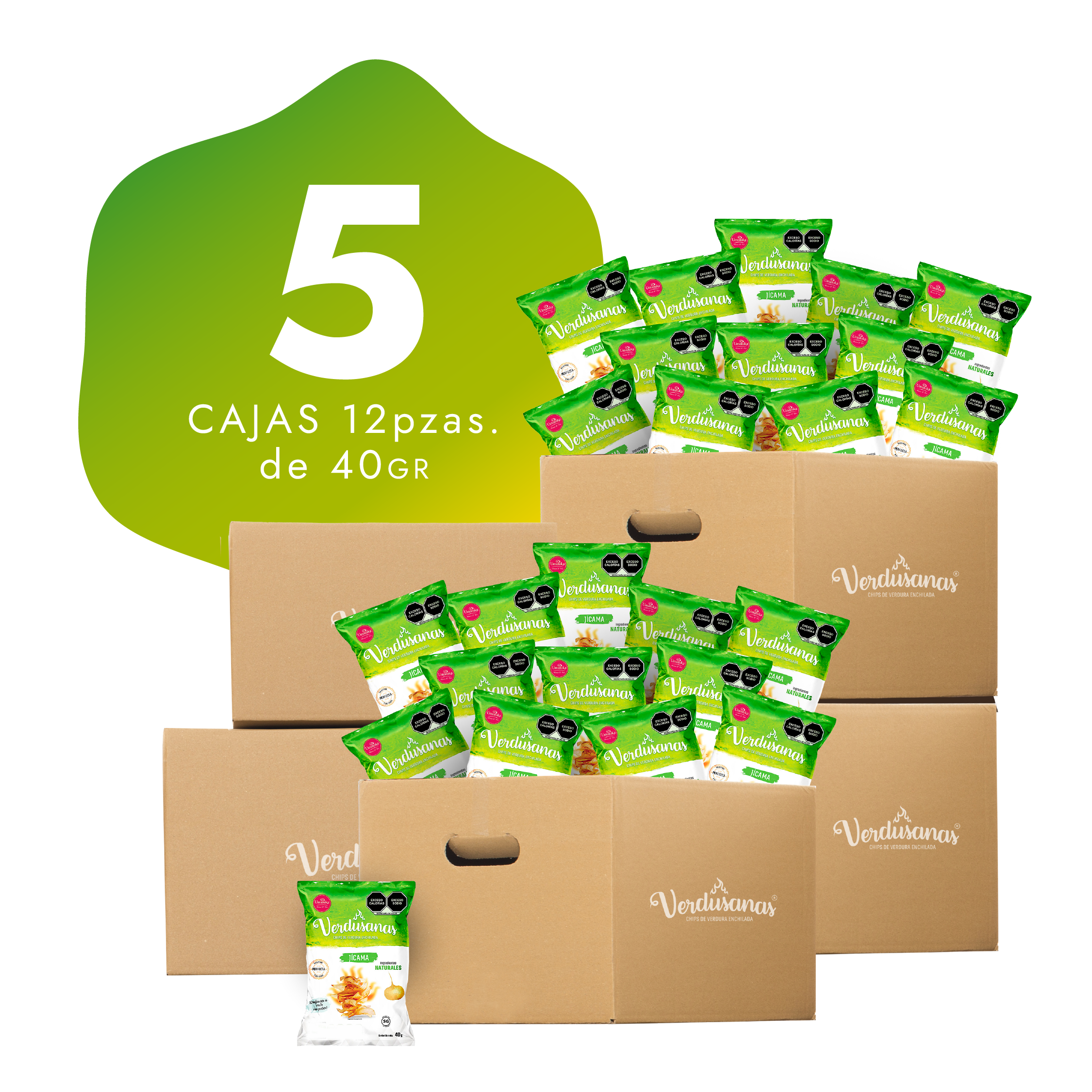 5 Cajas de Verdusanas de Jícama 40gr